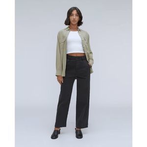 Everlane Womens Black High Rise Organic Cotton Wide Leg Crops Jeans Size 2